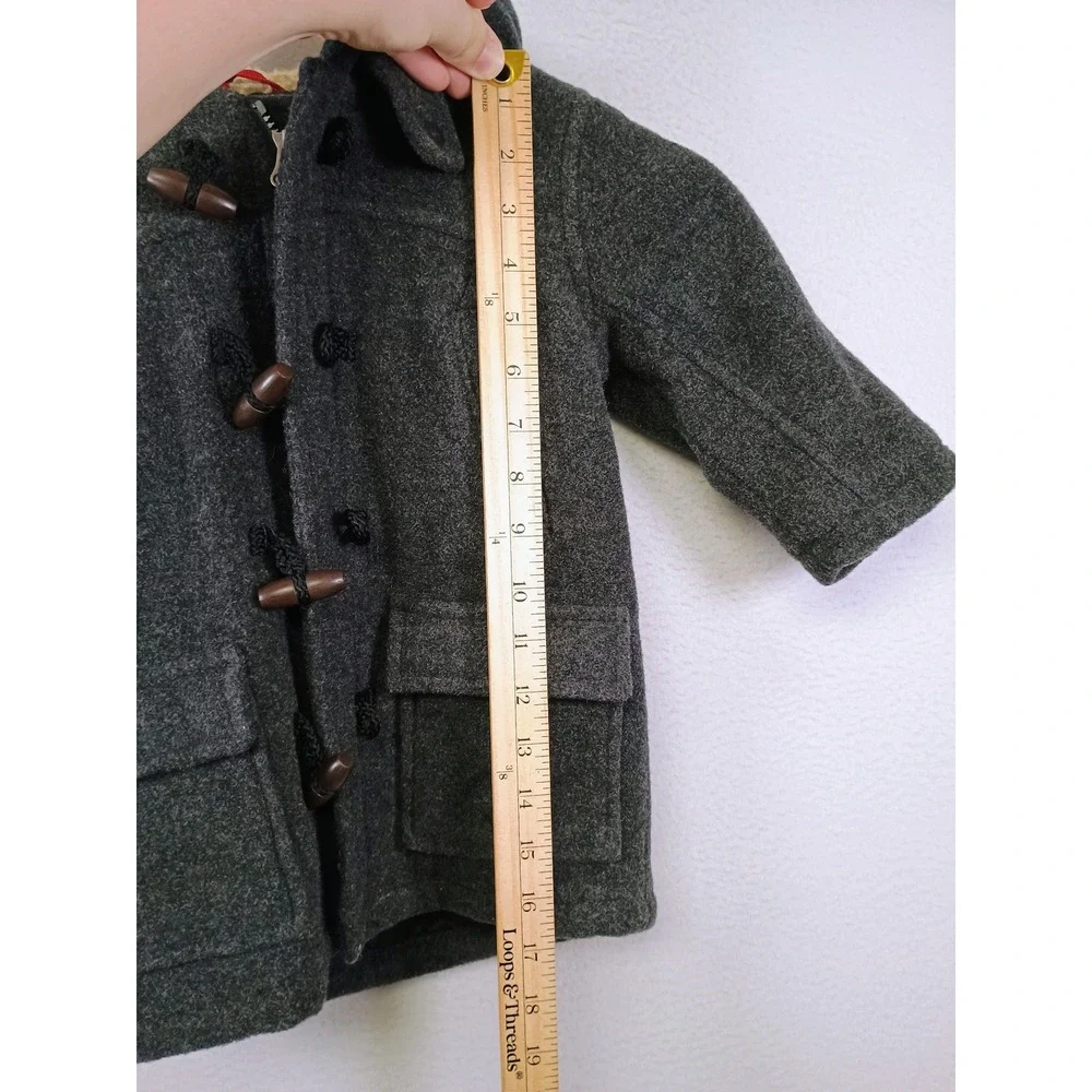 Classic Winter Baby Gap Toddler 18-24 Months Gray Wool Toggle Duffle Coat Hooded